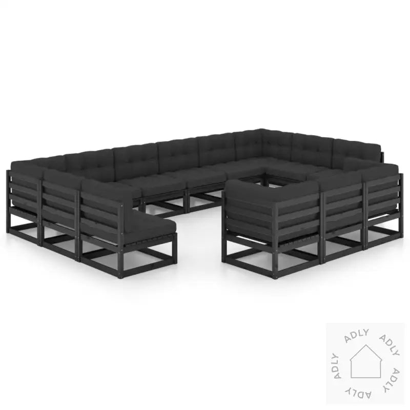 Hagesofagruppe Med Puter 13 Deler Svart Heltre Furu