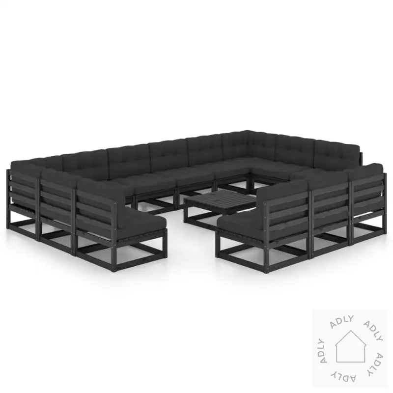 Hagesofagruppe Med Puter 14 Deler Svart Heltre Furu