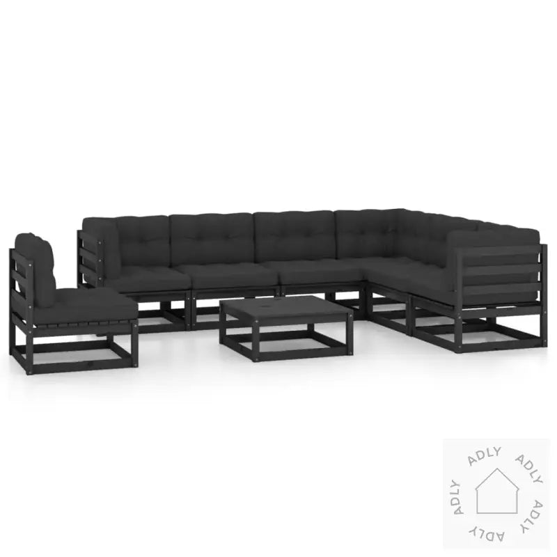Hagesofagruppe Med Puter 8 Deler Svart Heltre Furu