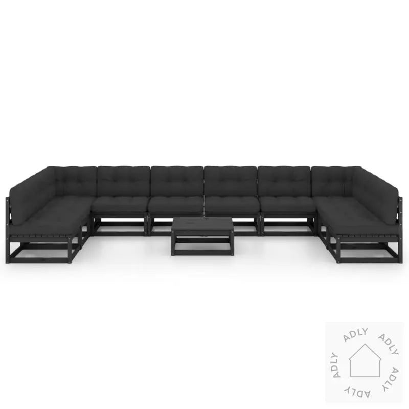 Hagesofagruppe Med Puter 11 Deler Svart Heltre Furu