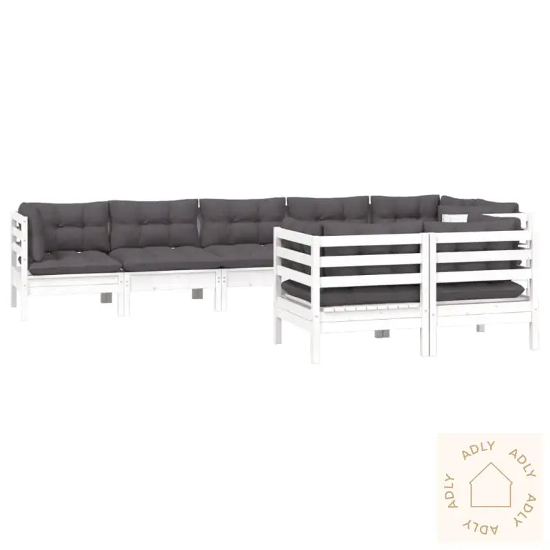 Hagesofagruppe Med Puter 8 Deler Hvit Heltre Furu