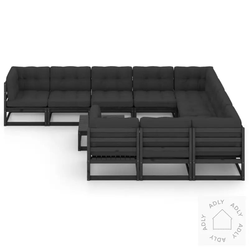 Hagesofagruppe Med Puter 11 Deler Svart Heltre Furu