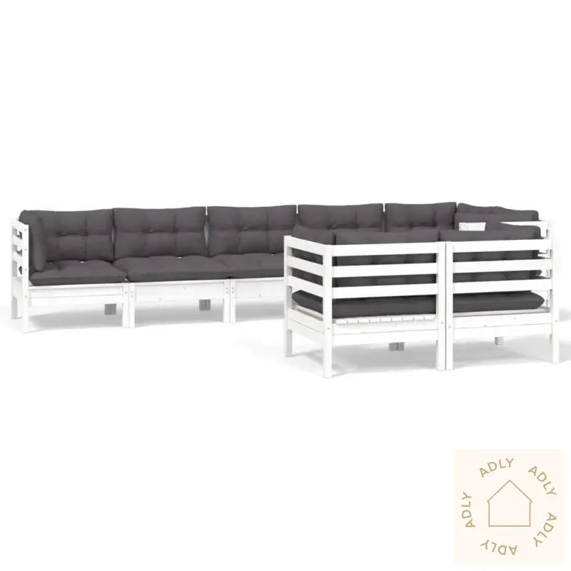 Hagesofagruppe Med Puter 8 Deler Hvit Heltre Furu