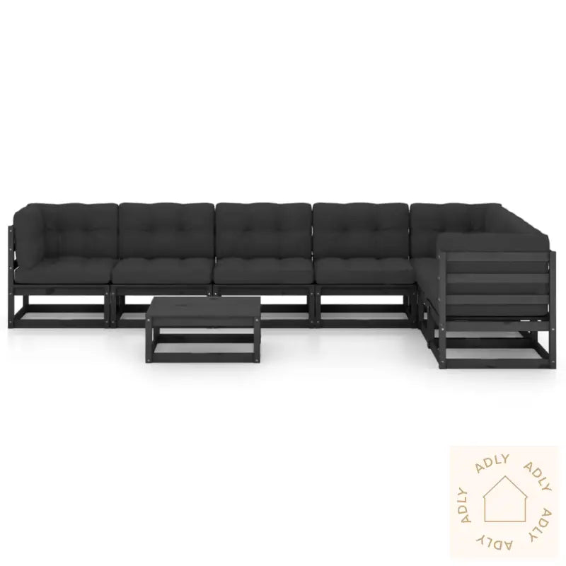 Hagesofagruppe Med Puter 8 Deler Svart Heltre Furu