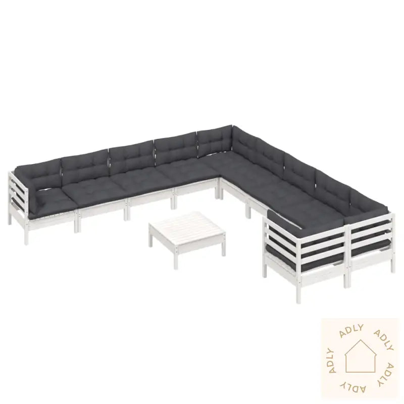 Hagesofagruppe Med Puter 11 Deler Hvit Heltre Furu