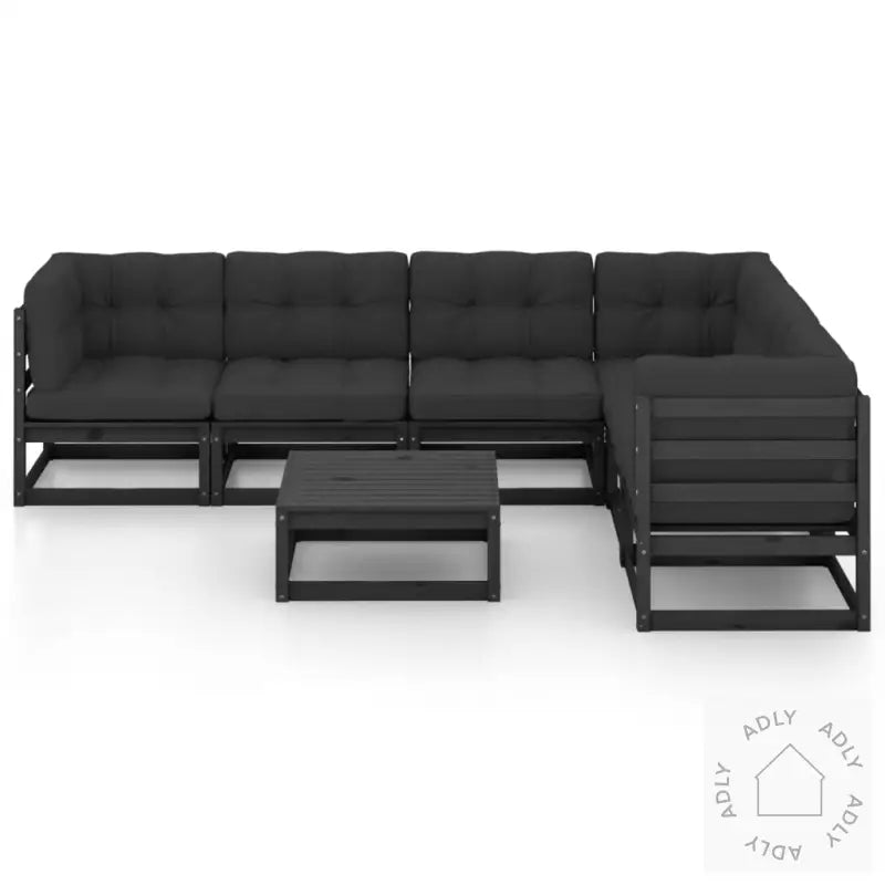 Hagesofagruppe Med Puter 7 Deler Svart Heltre Furu