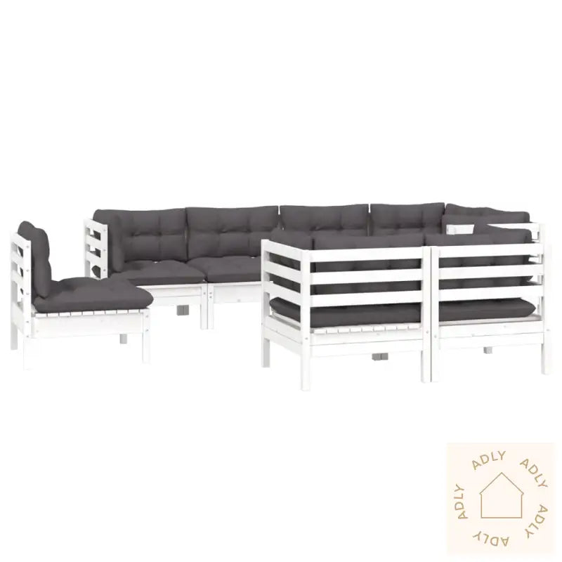 Hagesofagruppe Med Puter 8 Deler Hvit Heltre Furu