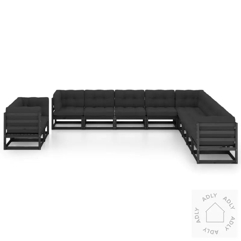 Hagesofagruppe Med Puter 11 Deler Svart Heltre Furu