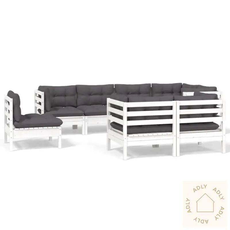 Hagesofagruppe Med Puter 8 Deler Hvit Heltre Furu