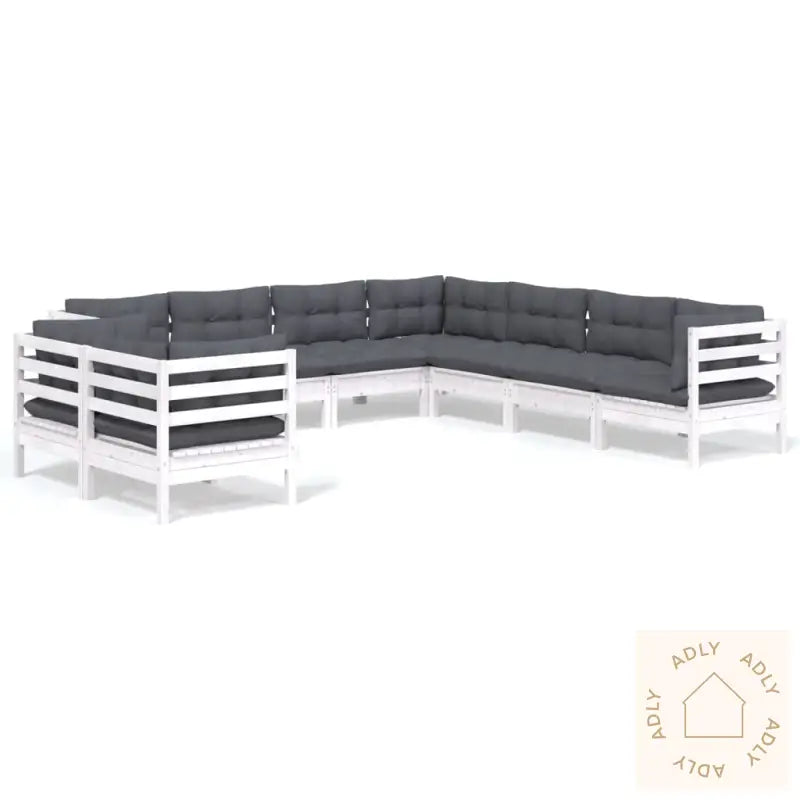Hagesofagruppe Med Puter 9 Deler Hvit Heltre Furu