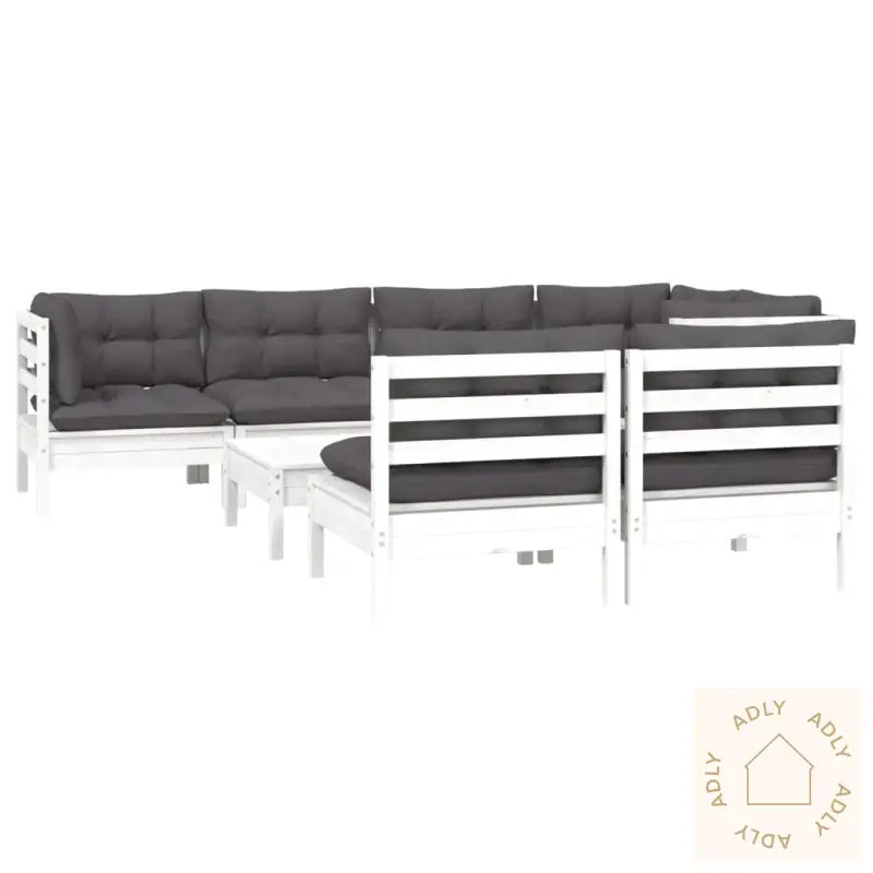 Hagesofagruppe Med Puter 8 Deler Hvit Heltre Furu