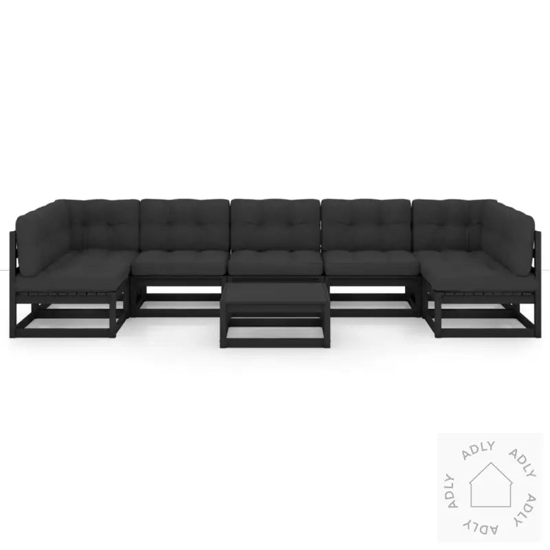 Hagesofagruppe Med Puter 8 Deler Svart Heltre Furu