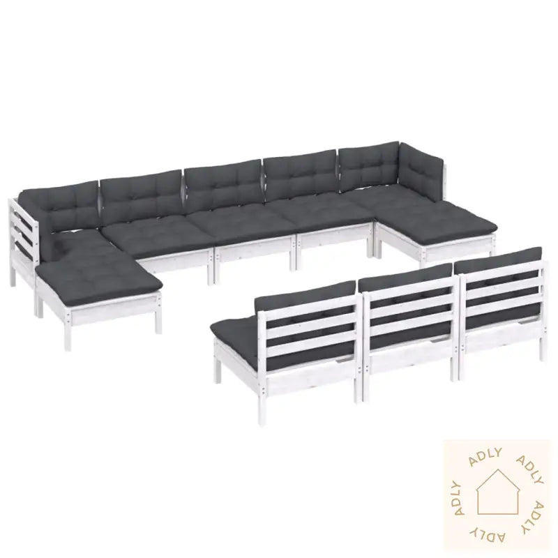 Hagesofagruppe Med Puter 10 Deler Hvit Heltre Furu
