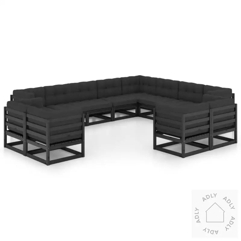 Hagesofagruppe Med Puter 12 Deler Svart Heltre Furu