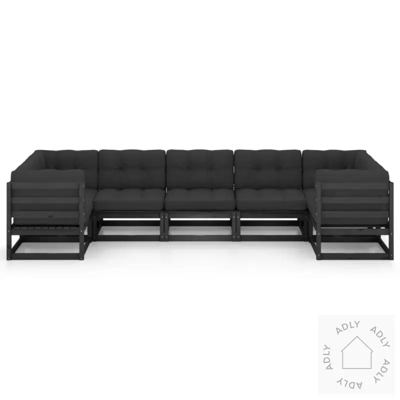 Hagesofagruppe Med Puter 7 Deler Svart Heltre Furu
