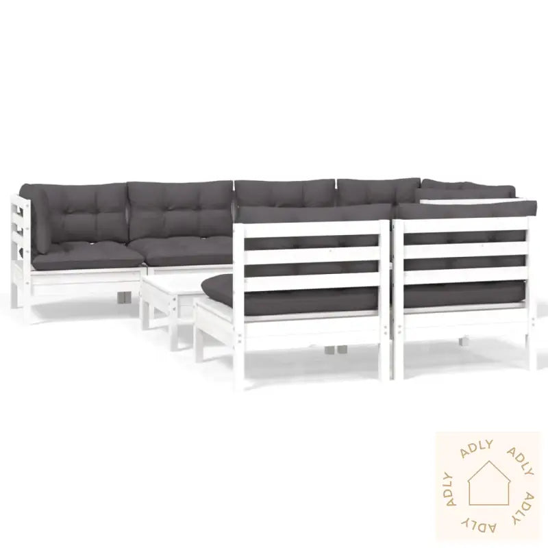 Hagesofagruppe Med Puter 8 Deler Hvit Heltre Furu