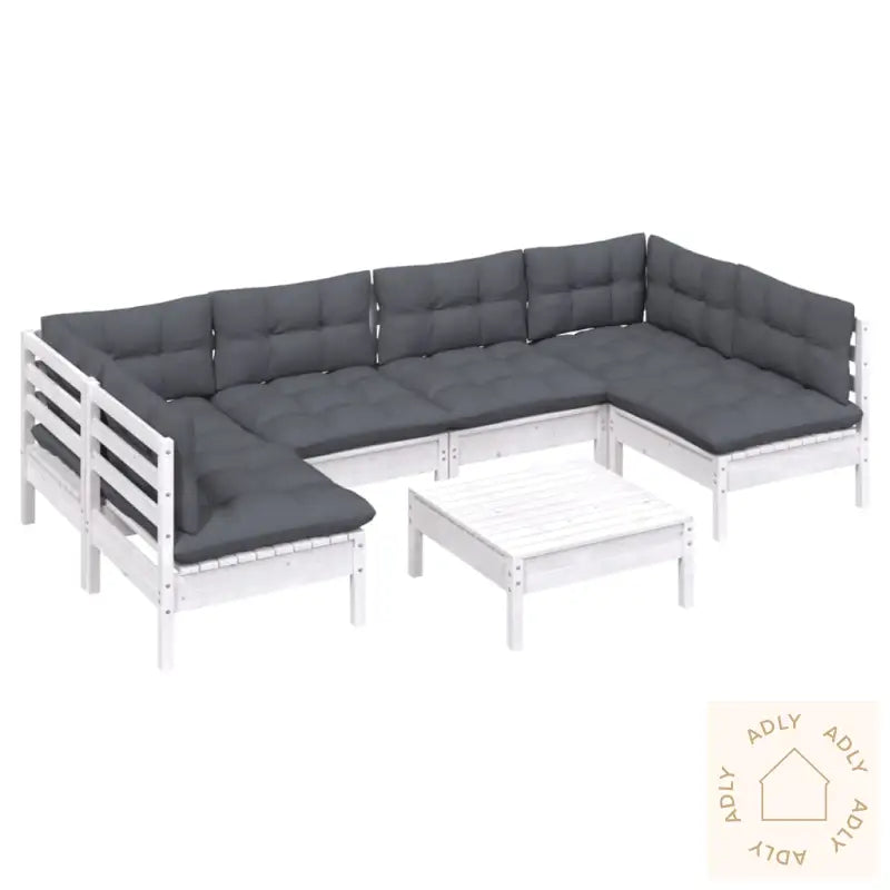 Hagesofagruppe Med Puter 7 Deler Hvit Heltre Furu