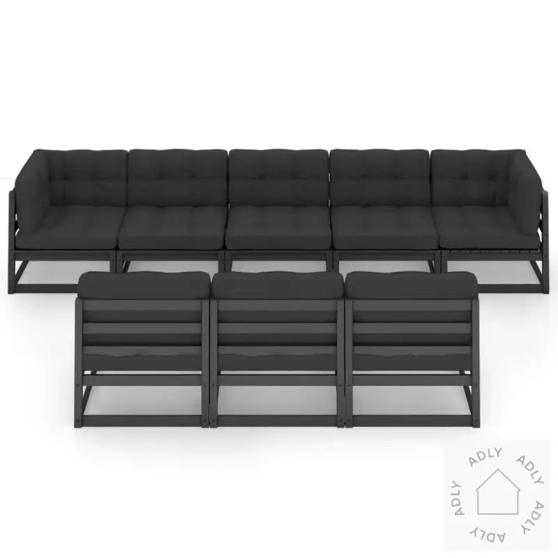 Hagesofagruppe Med Puter 8 Deler Svart Heltre Furu