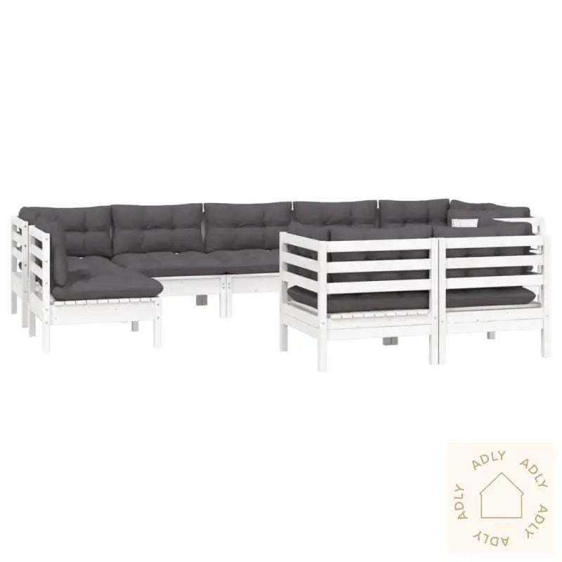 Hagesofagruppe Med Puter 9 Deler Hvit Heltre Furu