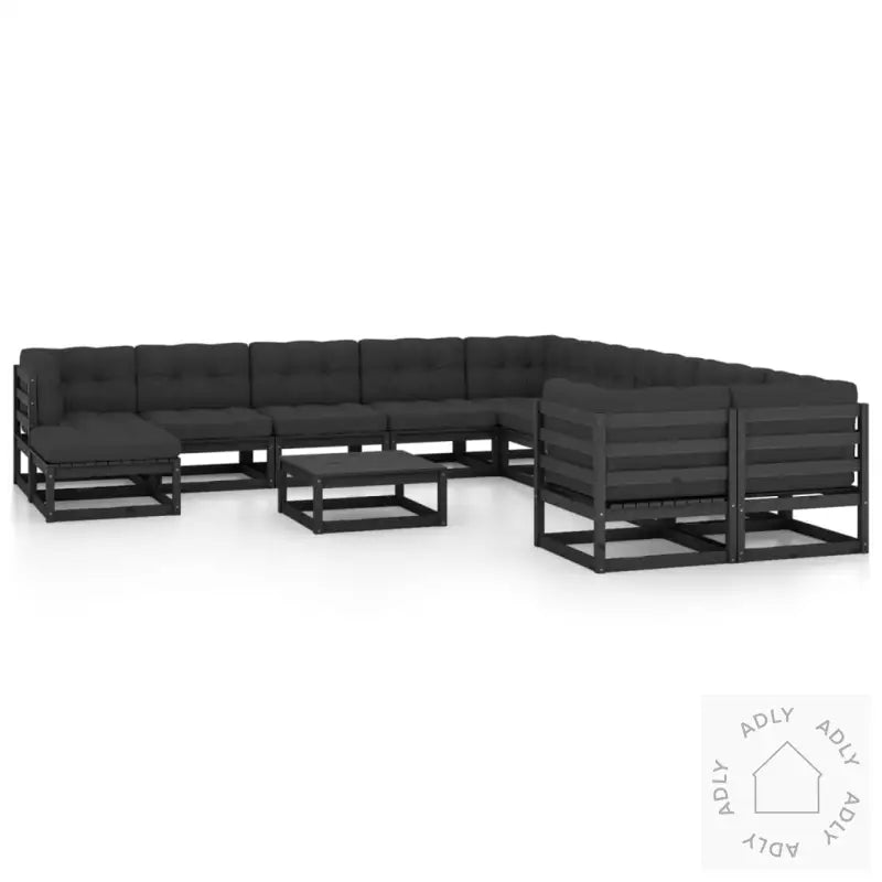 Hagesofagruppe Med Puter 12 Deler Svart Heltre Furu