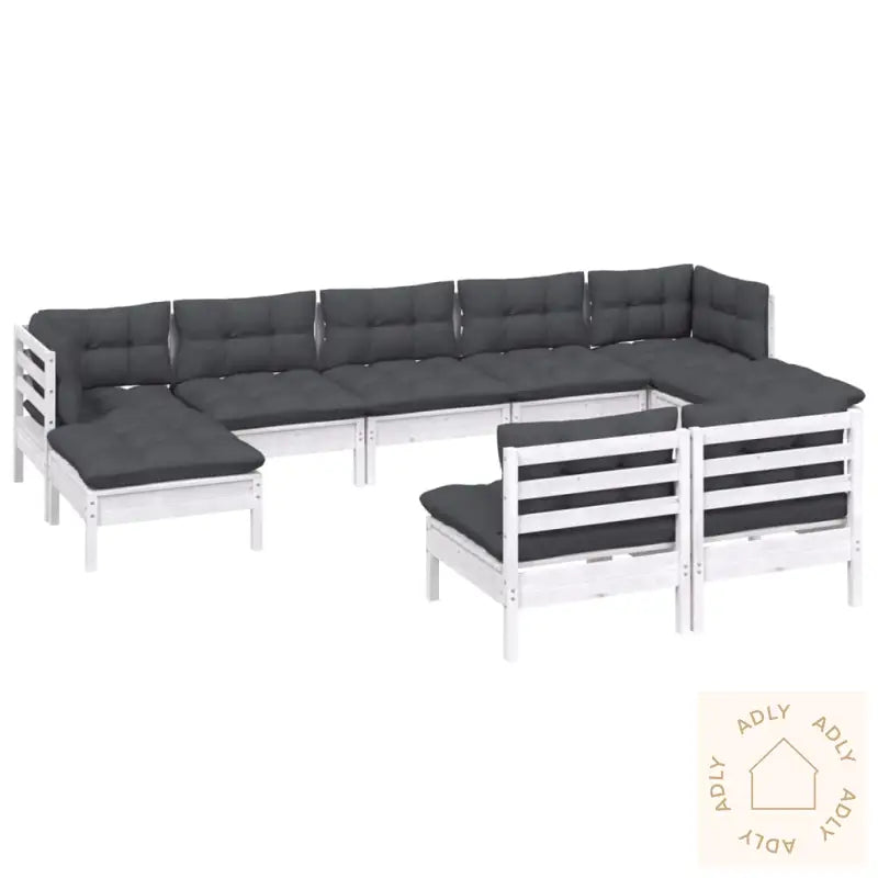 Hagesofagruppe Med Puter 9 Deler Hvit Heltre Furu