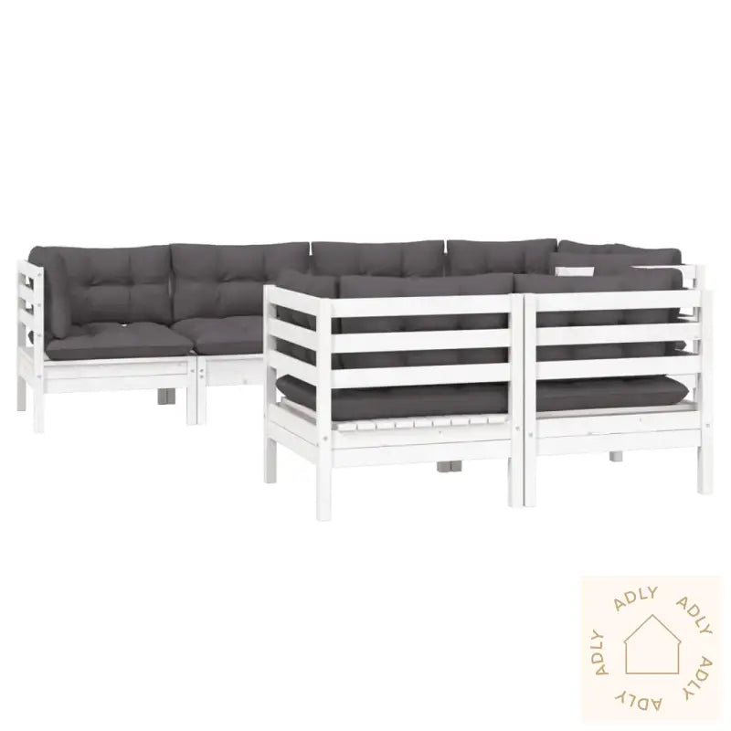 Hagesofagruppe Med Puter 7 Deler Hvit Heltre Furu