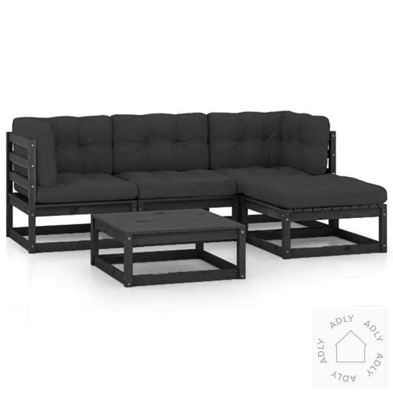 Dark grå heltre furu utendørs hagemøbler med sofa og bord for avslapping ute