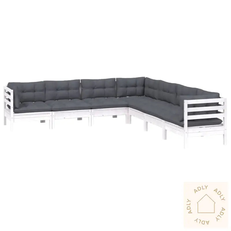 Hagesofagruppe Med Puter 7 Deler Hvit Heltre Furu