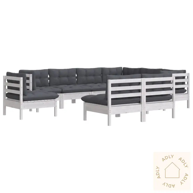 Hagesofagruppe Med Puter 9 Deler Hvit Heltre Furu