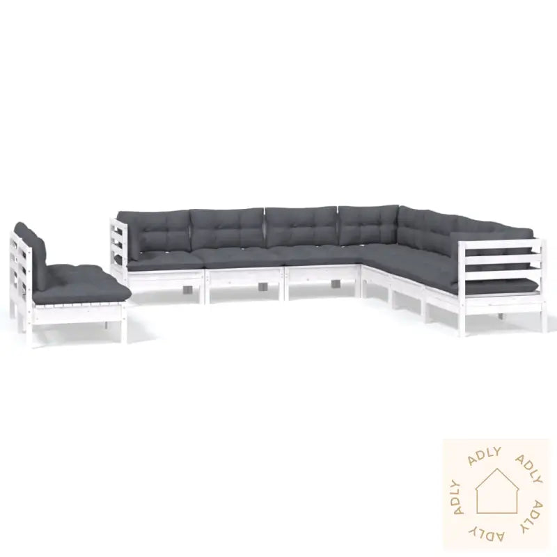 Hagesofagruppe Med Puter 9 Deler Hvit Heltre Furu