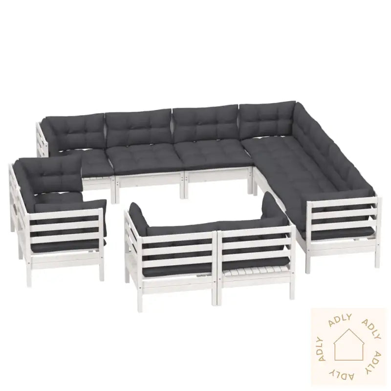 Hagesofagruppe Med Puter 11 Deler Hvit Heltre Furu