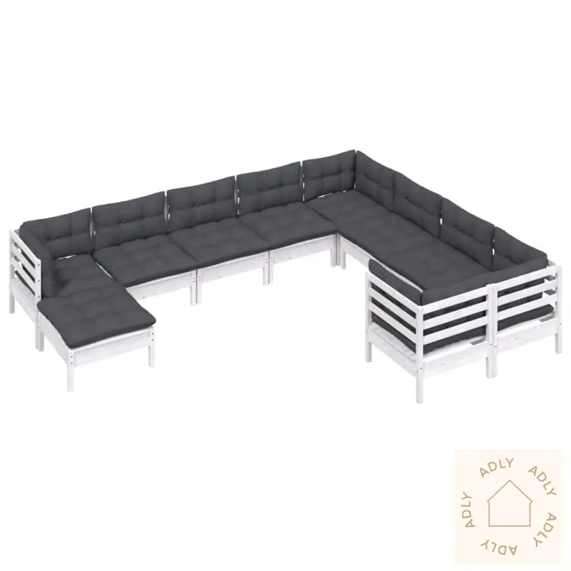 Hagesofagruppe Med Puter 10 Deler Hvit Heltre Furu