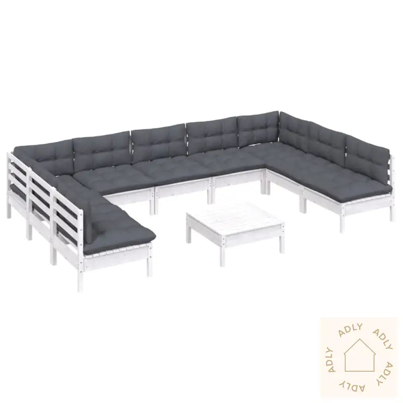 Hagesofagruppe Med Puter 10 Deler Hvit Heltre Furu