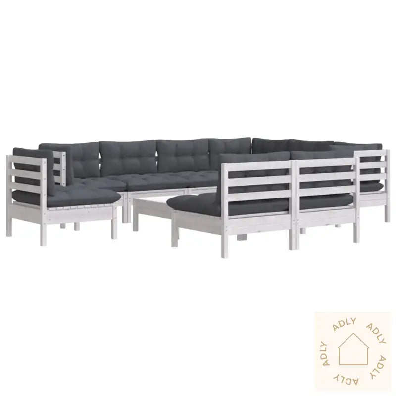 Hagesofagruppe Med Puter 10 Deler Hvit Heltre Furu
