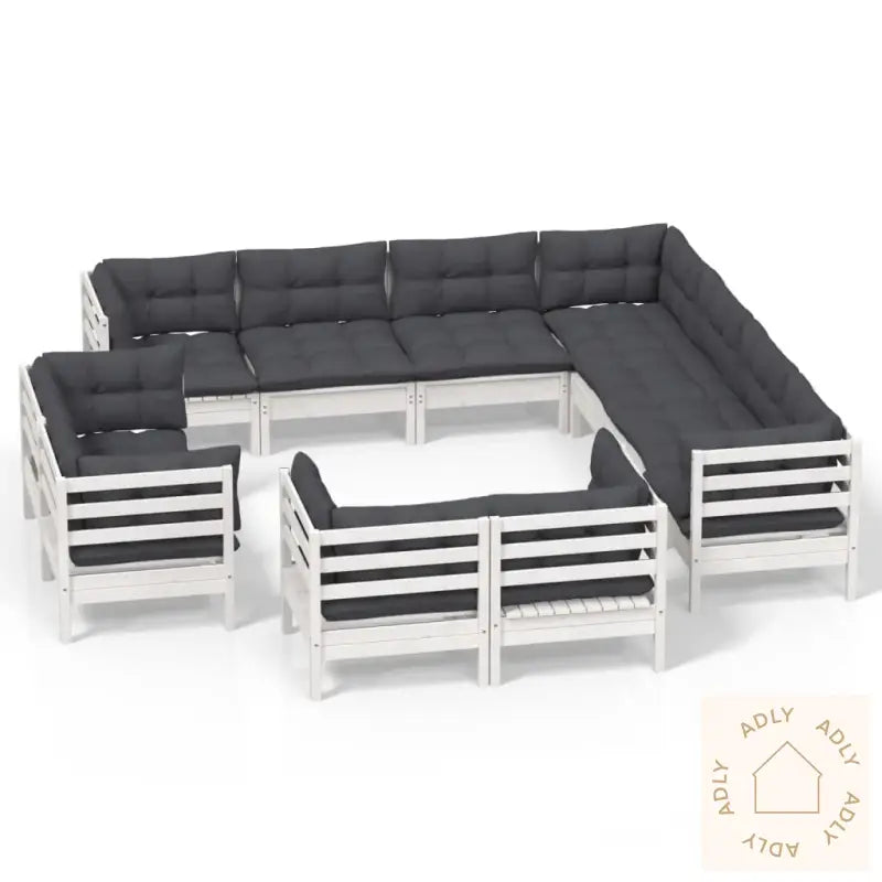 Hagesofagruppe Med Puter 11 Deler Hvit Heltre Furu