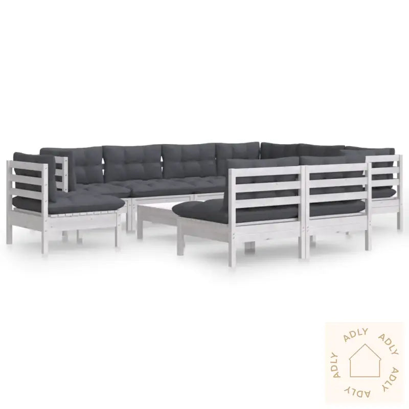 Hagesofagruppe Med Puter 10 Deler Hvit Heltre Furu