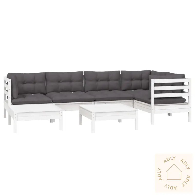 Hagesofagruppe Med Puter 7 Deler Hvit Heltre Furu