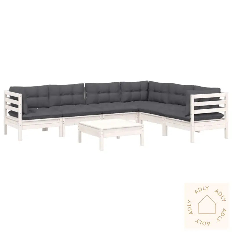 Hagesofagruppe Med Puter 7 Deler Hvit Heltre Furu