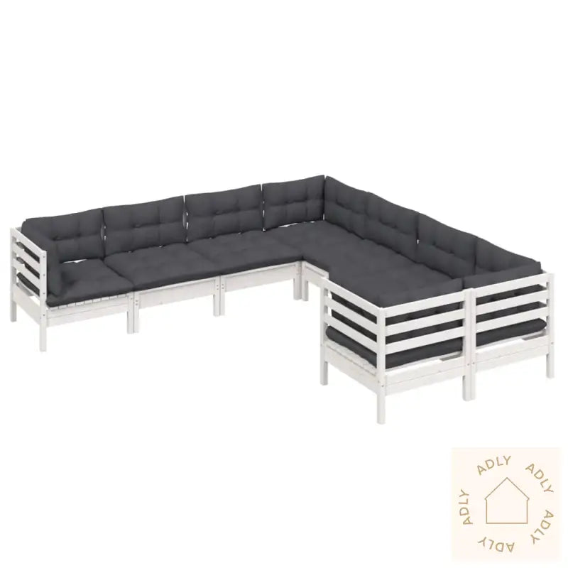 Hagesofagruppe Med Puter 8 Deler Hvit Heltre Furu
