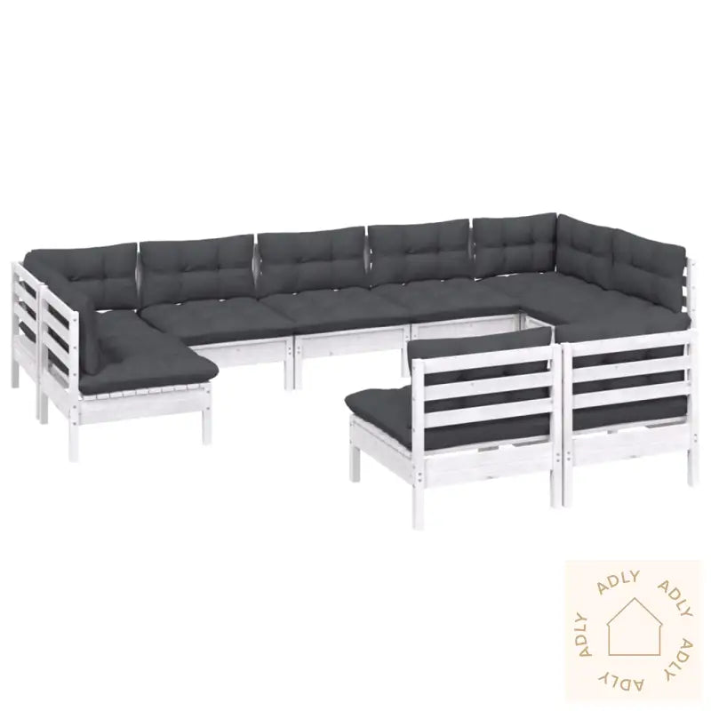Hagesofagruppe Med Puter 9 Deler Hvit Heltre Furu