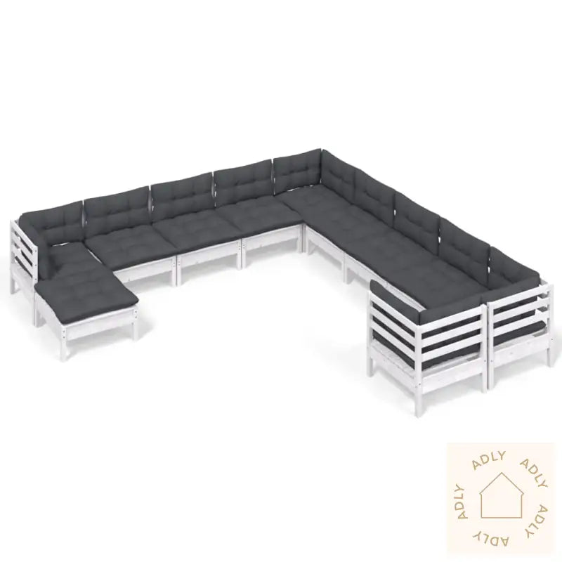 Hagesofagruppe Med Puter 11 Deler Hvit Heltre Furu