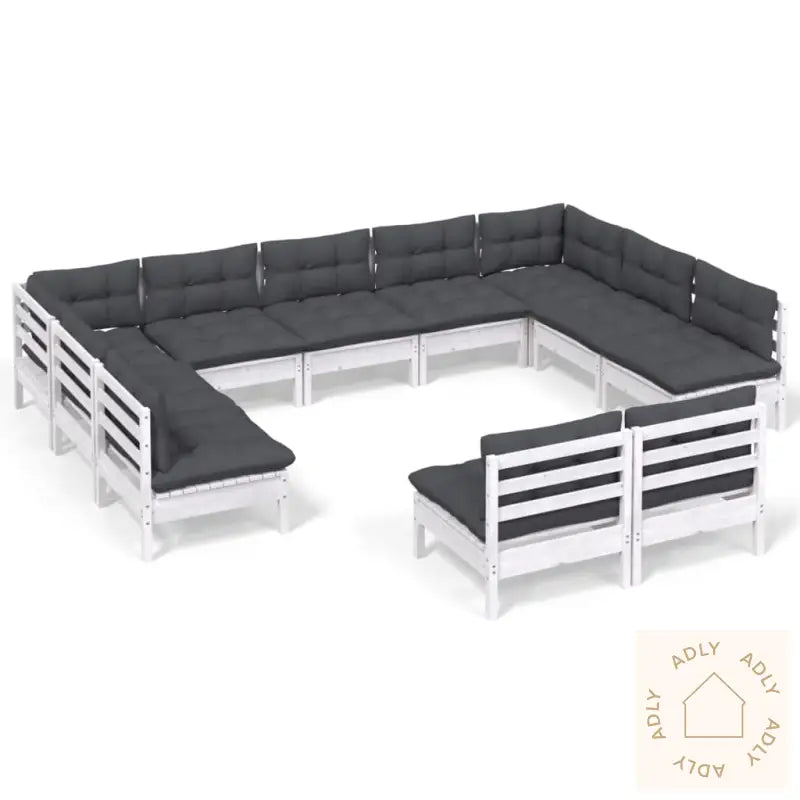 Hagesofagruppe Med Puter 11 Deler Hvit Heltre Furu