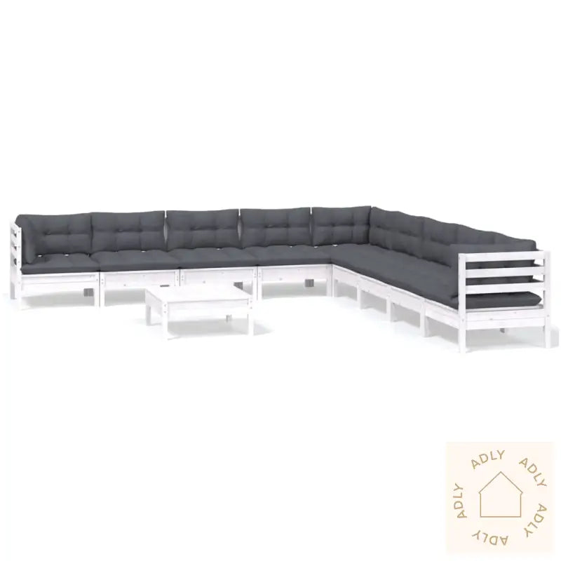 Hagesofagruppe Med Puter 10 Deler Hvit Heltre Furu