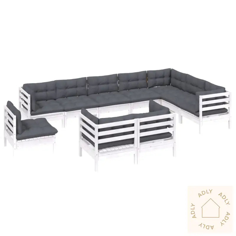 Hagesofagruppe Med Puter 10 Deler Hvit Heltre Furu