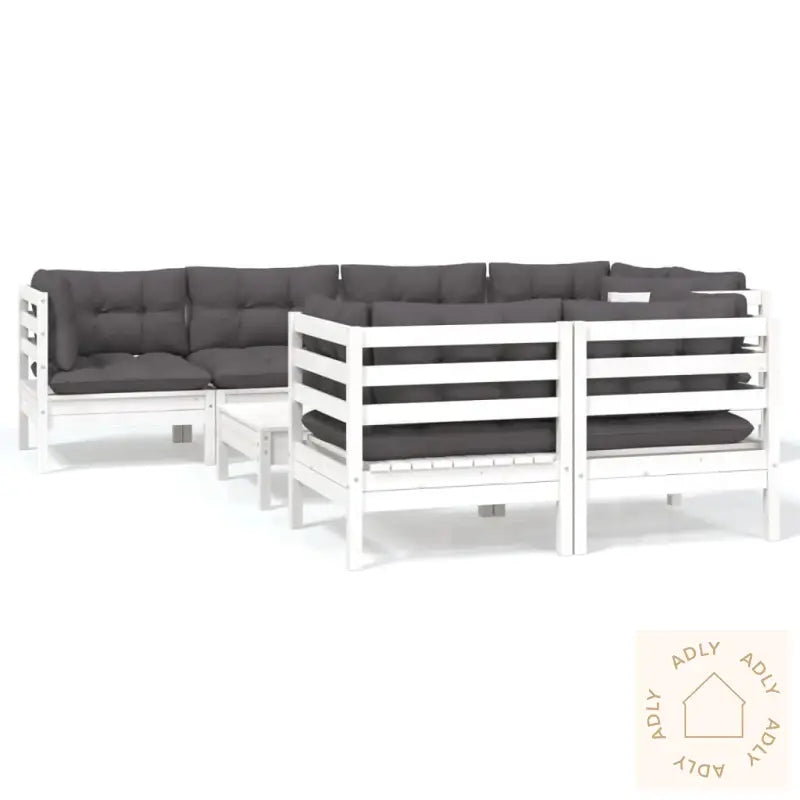 Hagesofagruppe Med Puter 8 Deler Hvit Heltre Furu