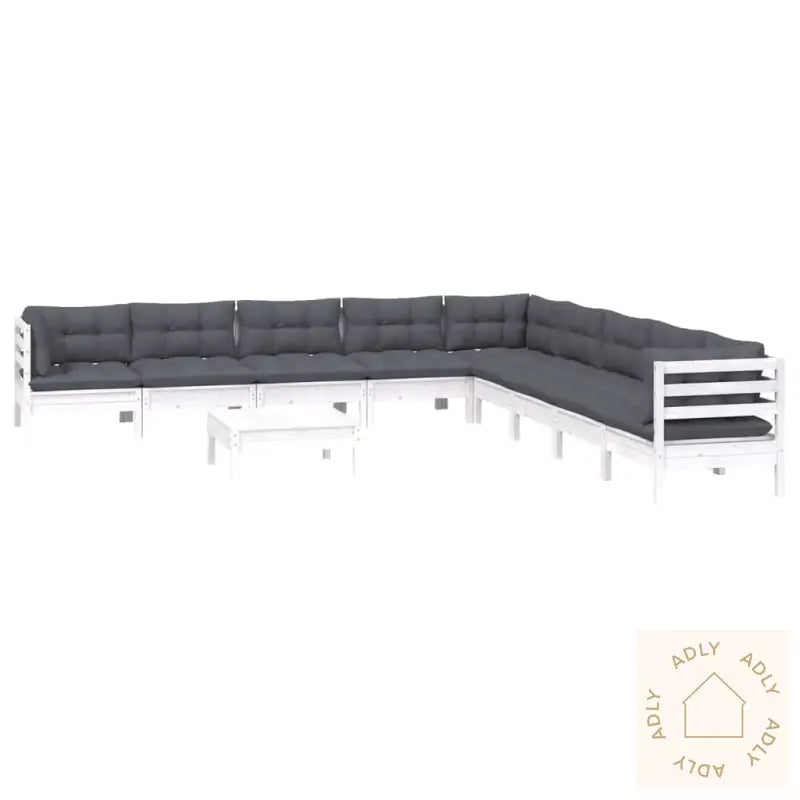 Hagesofagruppe Med Puter 10 Deler Hvit Heltre Furu