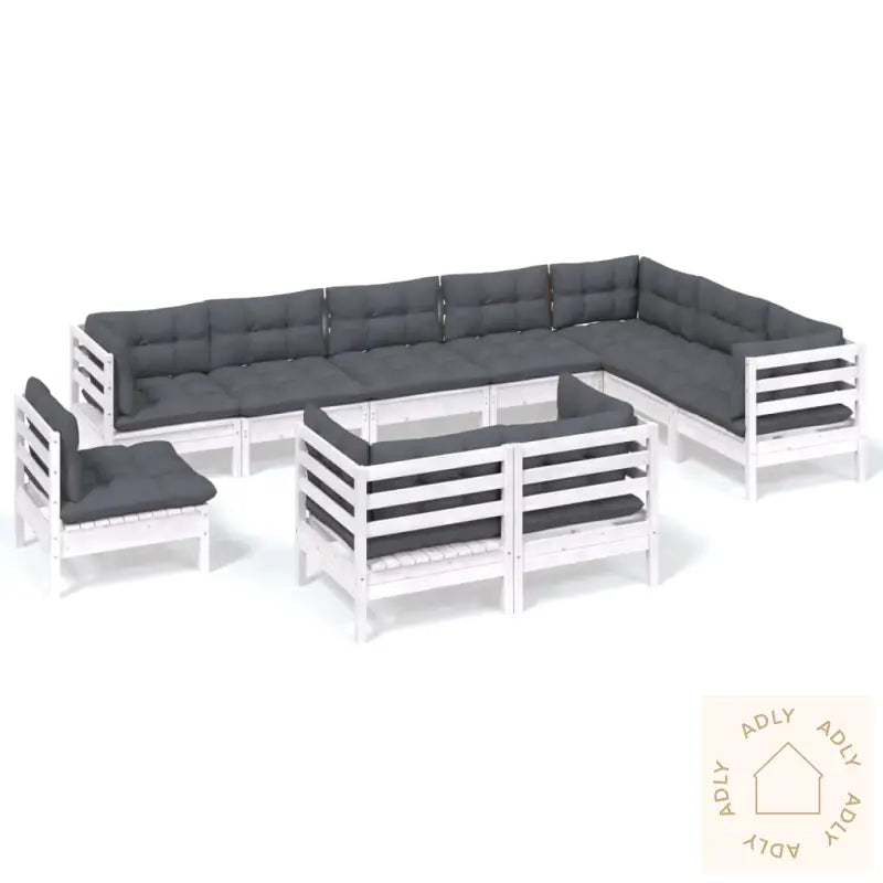 Hagesofagruppe Med Puter 10 Deler Hvit Heltre Furu