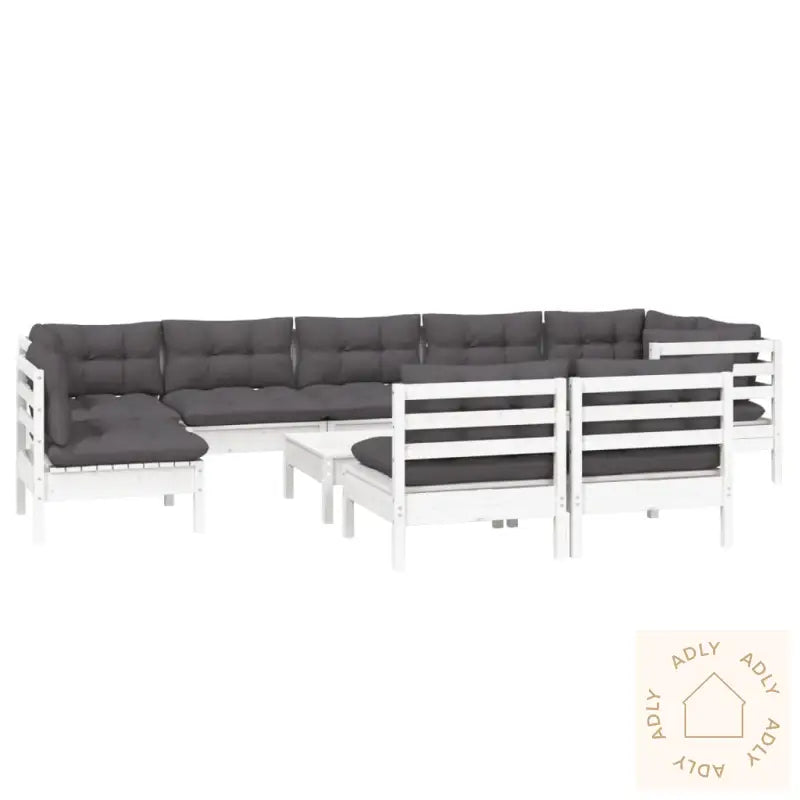 Hagesofagruppe Med Puter 10 Deler Hvit Heltre Furu