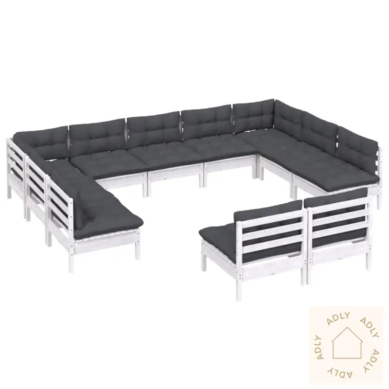 Hagesofagruppe Med Puter 11 Deler Hvit Heltre Furu