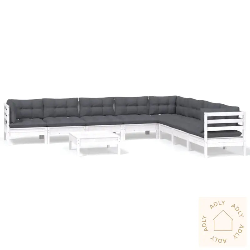 Hagesofagruppe Med Puter 9 Deler Hvit Heltre Furu